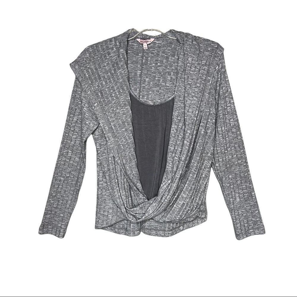 Juicy Couture Draped Ribbed Hoodie Top